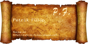 Petrik Fülöp névjegykártya